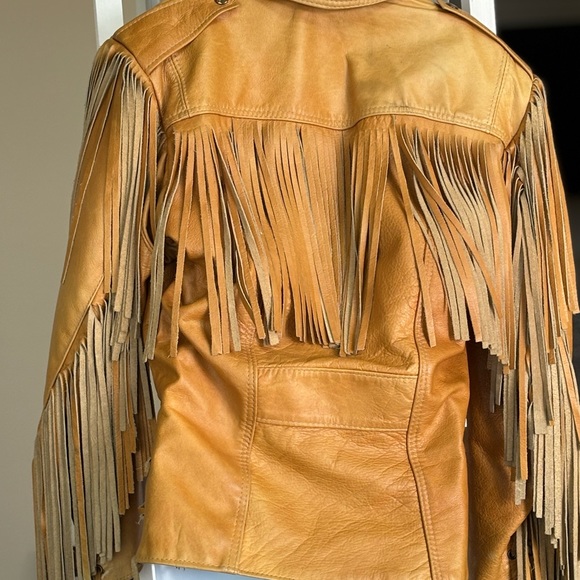 Branded Leather Fringed Custom Leather Jacket - Picture 4 of 5